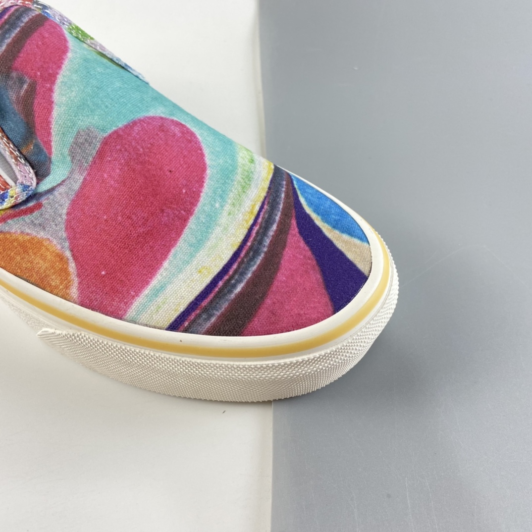 P150 VANS Authentic SF油画彩色印花彩色底环保 一脚蹬懒人套帆布板鞋 VN0A3MU646B
