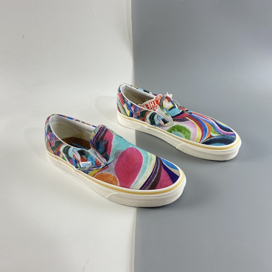 P150 VANS Authentic SF油画彩色印花彩色底环保 一脚蹬懒人套帆布板鞋 VN0A3MU646B
