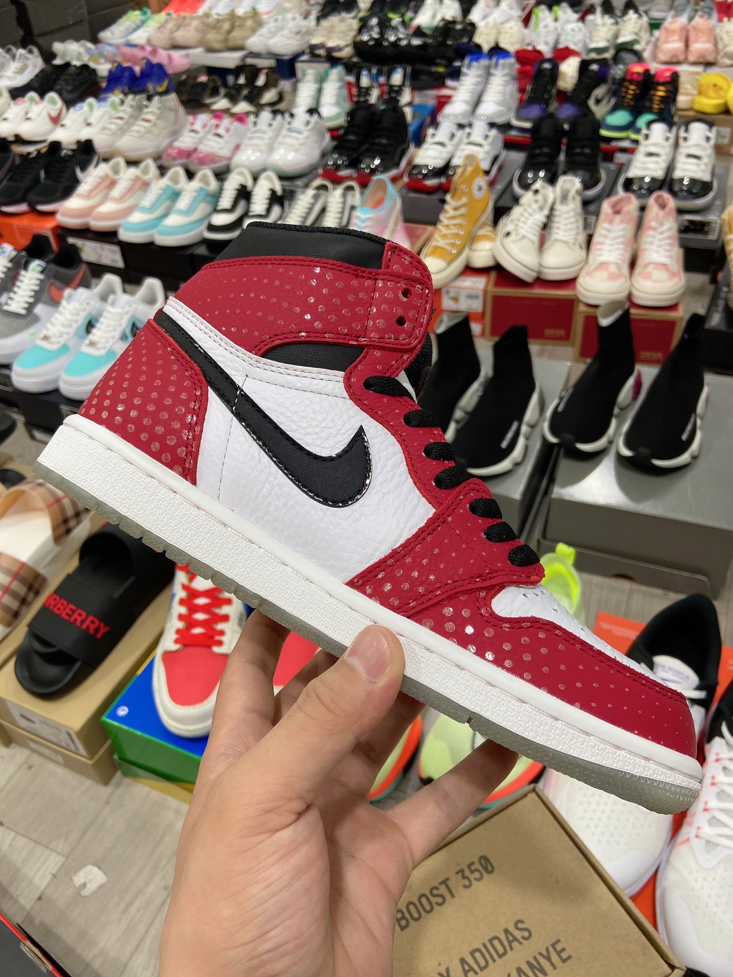 480高版本 乔丹Air Jordan 1 AJ1新款芝加哥 蜘蛛侠 3M反光波点555088-602