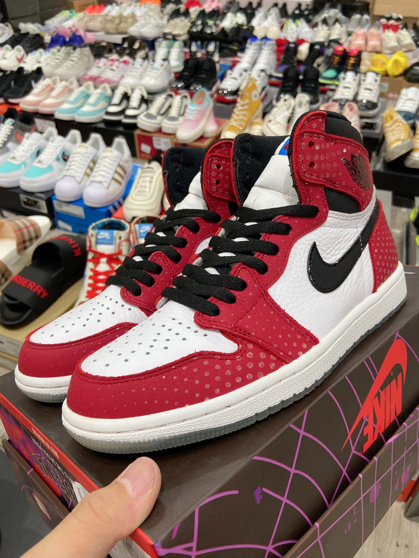 480高版本 乔丹Air Jordan 1 AJ1新款芝加哥 蜘蛛侠 3M反光波点555088-602