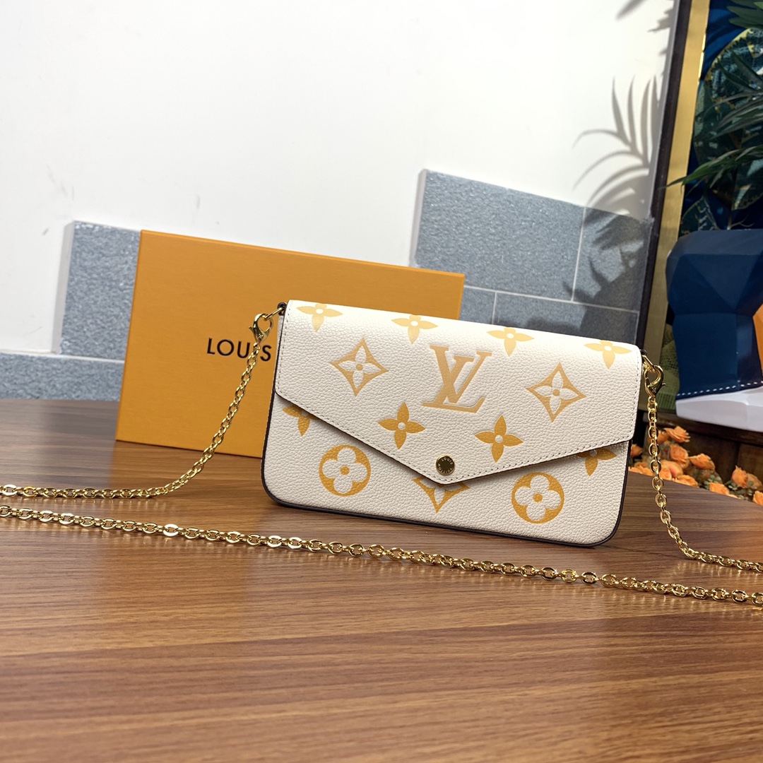 Louis Vuitton Crossbody & Shoulder Bags Beige White Empreinte​ Cowhide Summer Collection Pochette Chains M80498