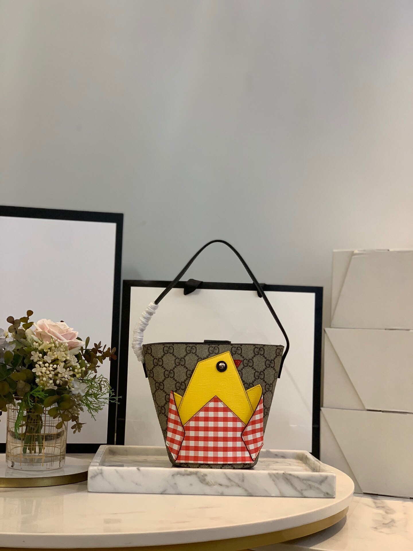 GUCCI 儿童水桶包 小鸡图案 提手