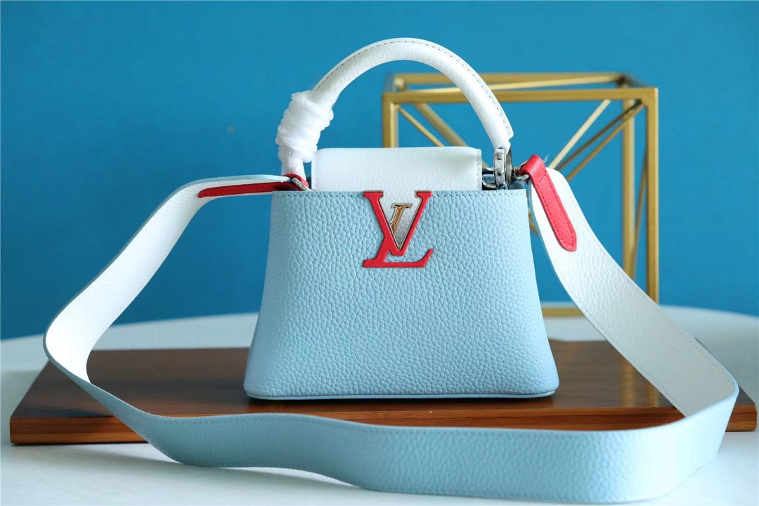 Louis Vuitton LV Capucines Bags Handbags Blue Red White Taurillon Mini M57519