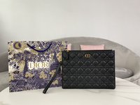Dior Caro Clutches & Pouch Bags Black Cowhide