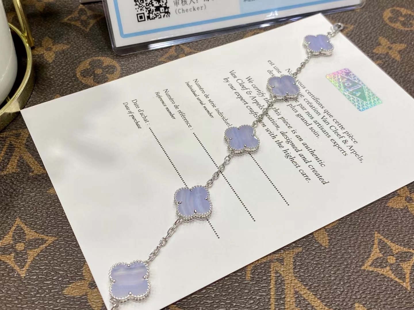 NO:103920,Four-leaf clover purple chalcedony bracelet, Vca bracelet, bracelet19860909四叶草紫玉髓五花手链,Vca手链,bracelet,Jewelry