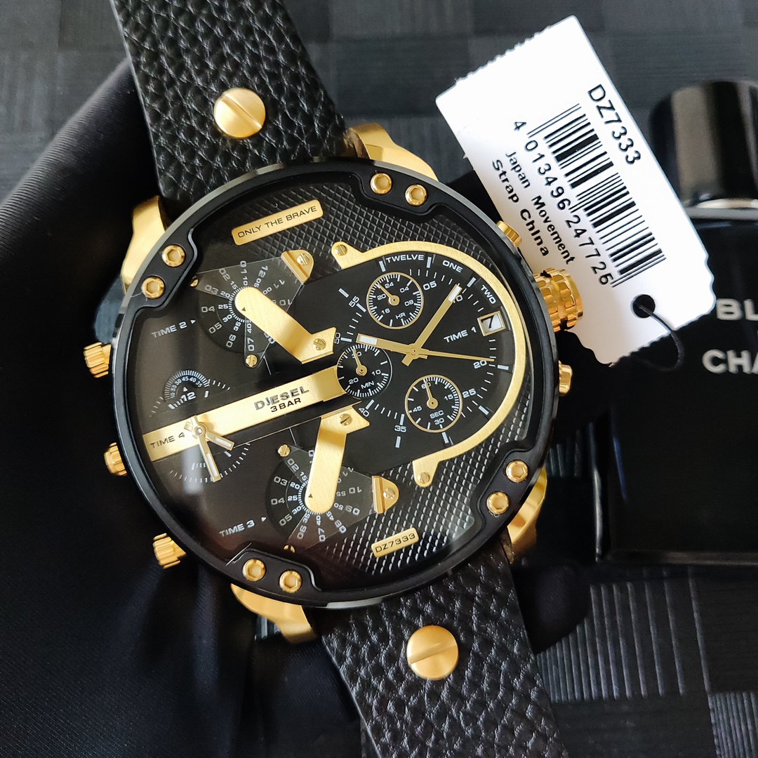 “Black Steel Belt Watch DIESEI Model 7333: Super Cool Design, Top Quality 55mm Plate”