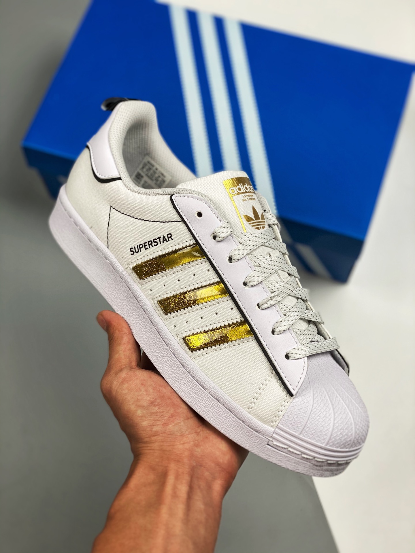 AD Originals SUPERSTAR W White Gold Shell Head Original company-level real photos Using new top layer spliced leather m…
