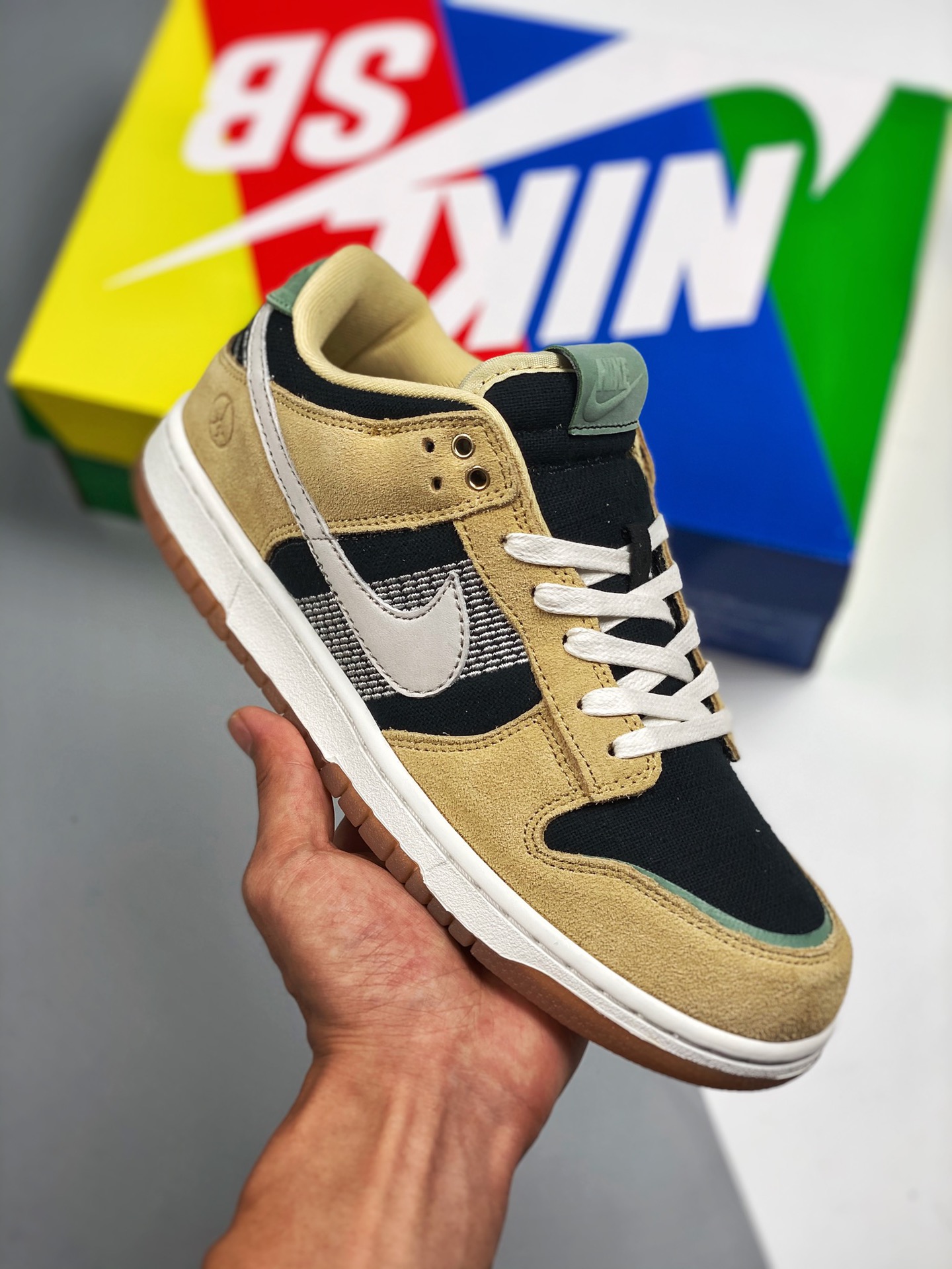 NK Dunk SB Low"Rooted in peace" Albaricoque blanco negro, producción de fábrica grande, ¡muy recomendado! Material de p…