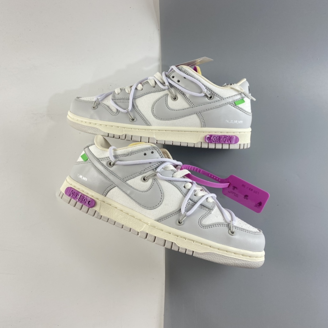 P360 Off-White x Nike Dunk Low“03 of 50”OW 白灰色休闲运动滑板鞋 DM1602-118