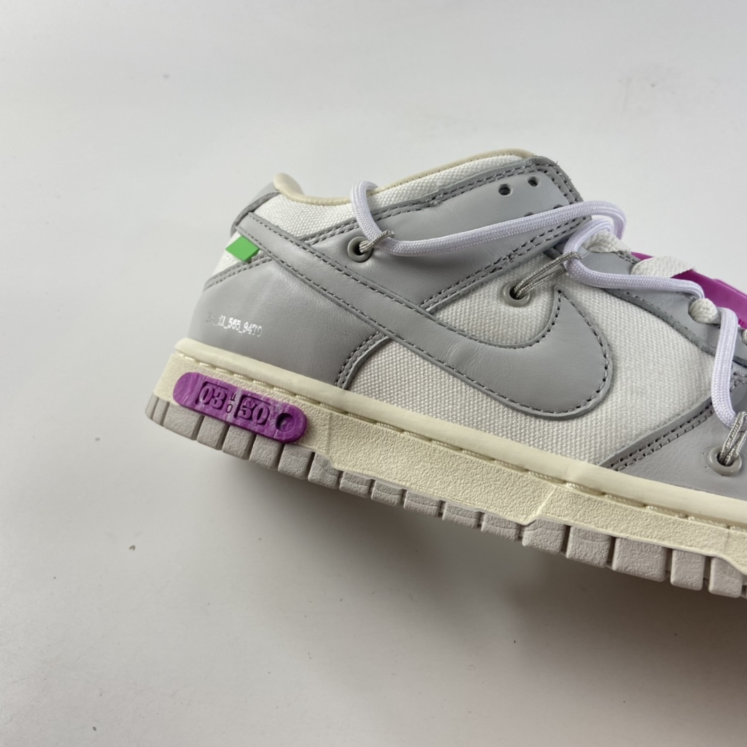 P360 Off-White x Nike Dunk Low“03 of 50”OW 白灰色休闲运动滑板鞋 DM1602-118