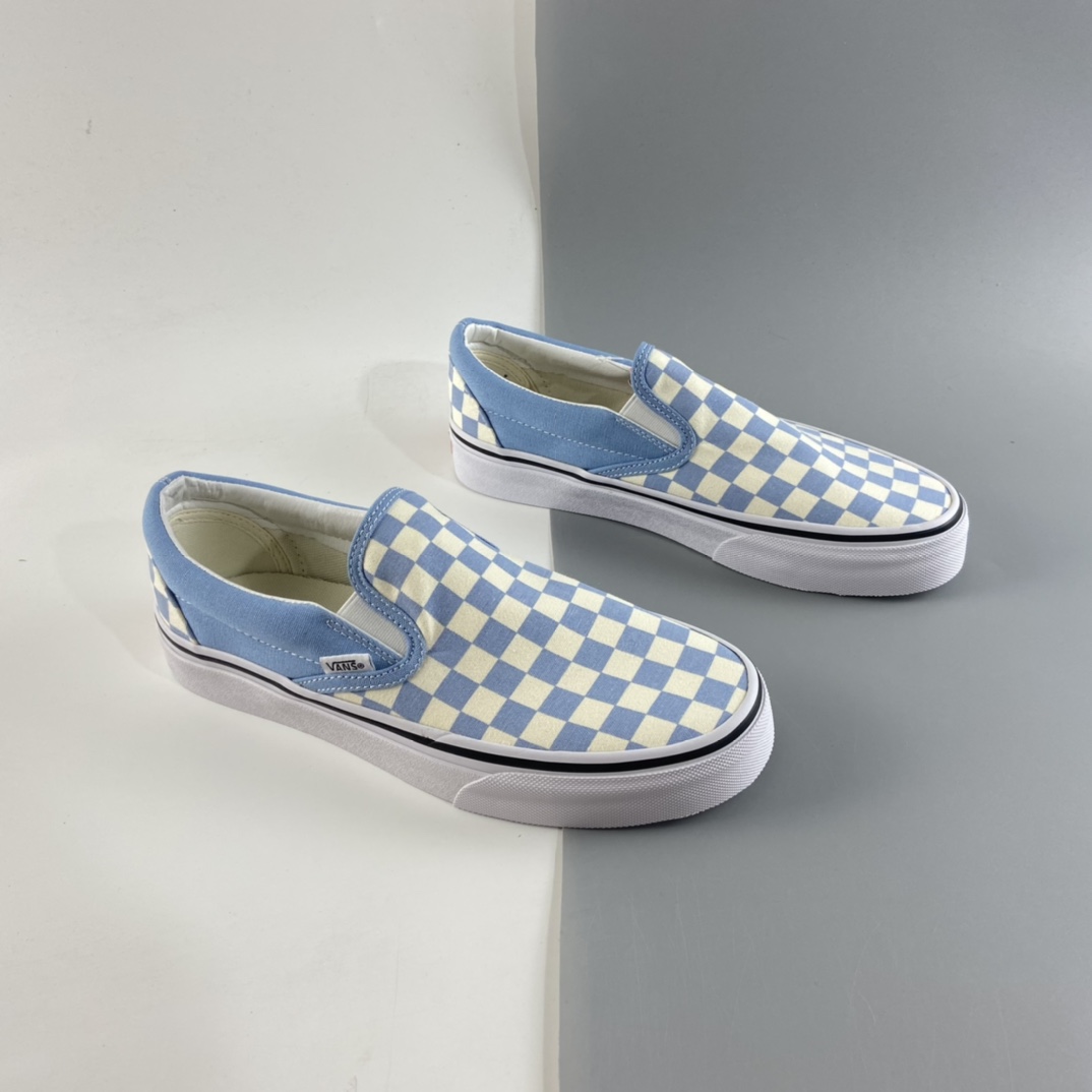 P130 Vans OG Classic Slip-On 范斯 一脚蹬棋盘格  紫蓝色 经典懒人套男女款低帮帆布鞋 VN0A33TB42Y