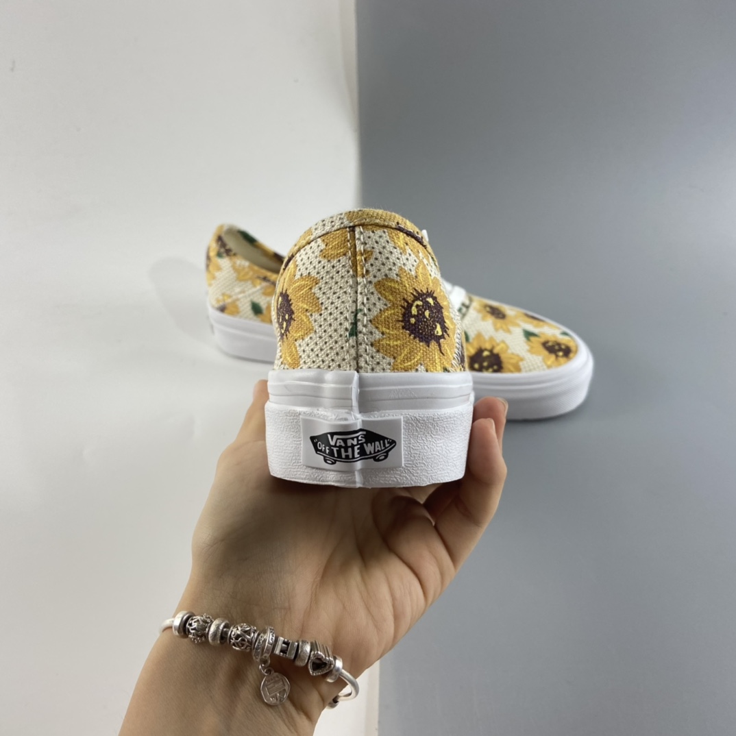 P150 Vans Authentic小雏菊向日葵 印花 限定版滑板鞋 纯正硫化底 VN0A5HYP6SR