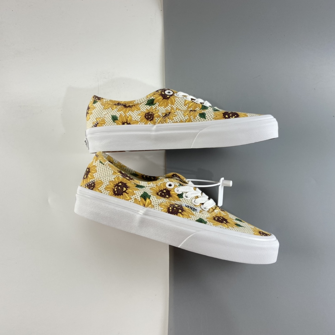 P150 Vans Authentic小雏菊向日葵 印花 限定版滑板鞋 纯正硫化底 VN0A5HYP6SR