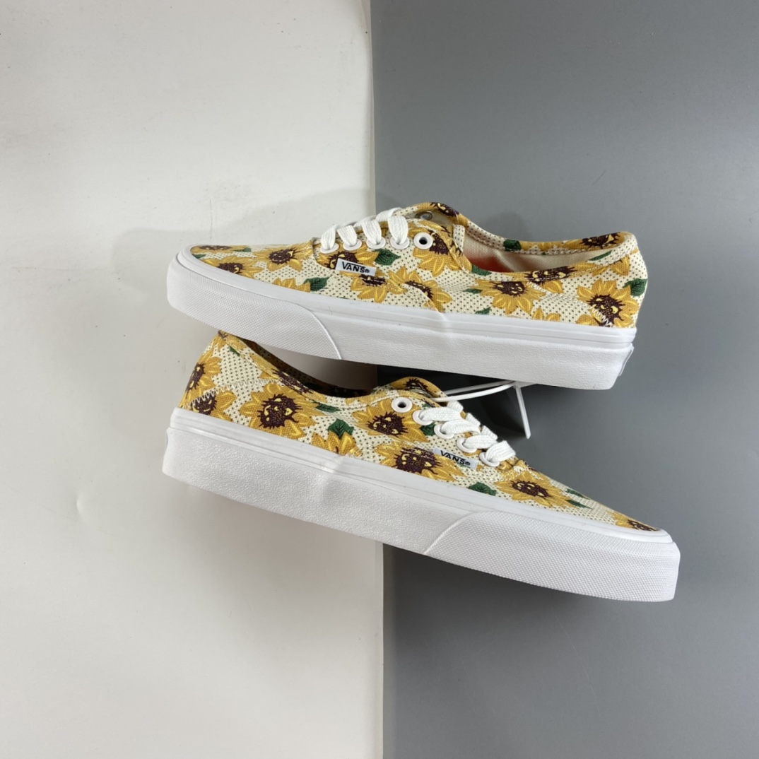 P150 Vans Authentic小雏菊向日葵 印花 限定版滑板鞋 纯正硫化底 VN0A5HYP6SR
