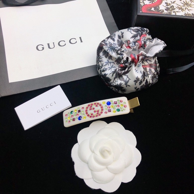 Gucci Akcesoria do włosów Spinka do włosów Biały Żółty Zestaw diamentów Mosiądz