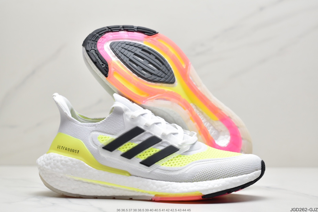 180 2021SS全新阿迪达斯/Adidas Ultra Boost 2021”All White”UB2021版袜套式针织鞋面休闲运动慢跑鞋  FY0375