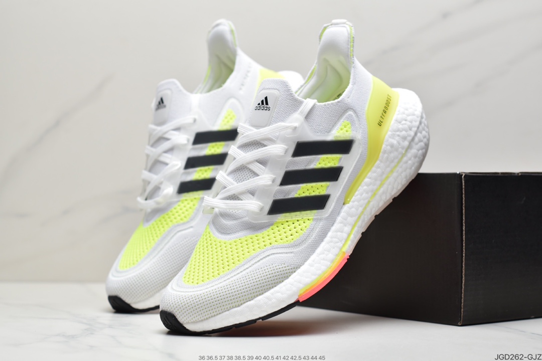 180 2021SS全新阿迪达斯/Adidas Ultra Boost 2021”All White”UB2021版袜套式针织鞋面休闲运动慢跑鞋  FY0375