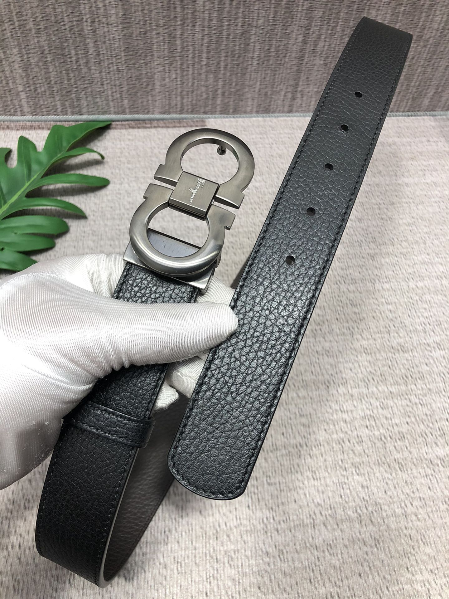 配全套包装礼盒菲拉格慕原单双面头层牛