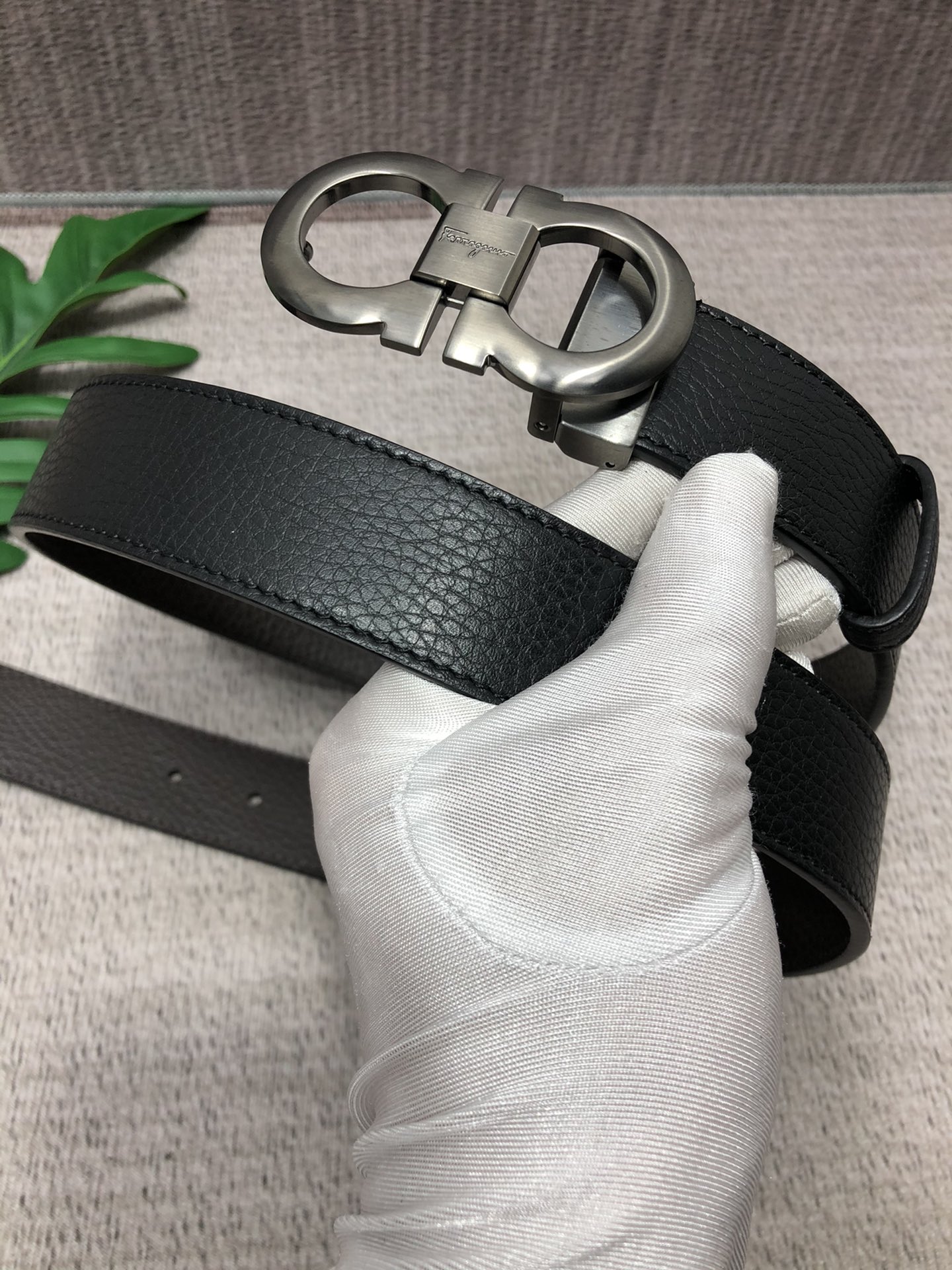 配全套包装礼盒菲拉格慕原单双面头层牛