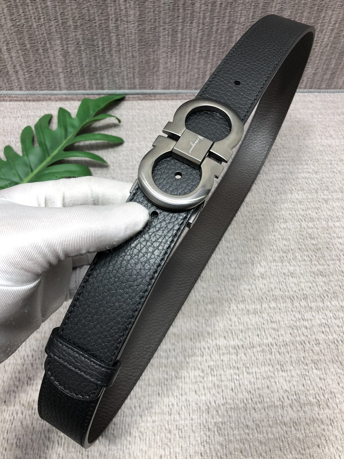 配全套包装礼盒菲拉格慕原单双面头层牛