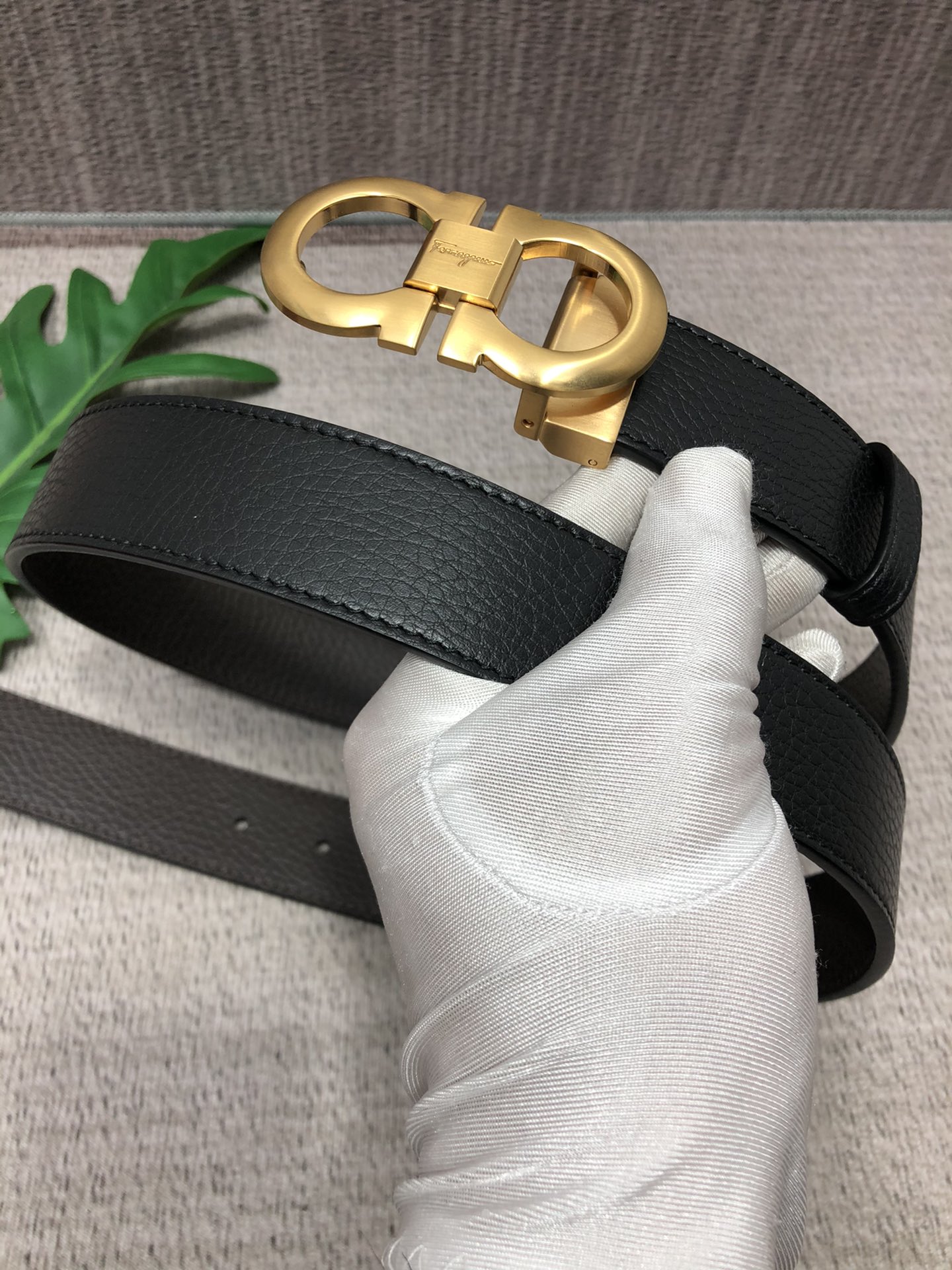 配全套包装礼盒菲拉格慕原单双面头层牛