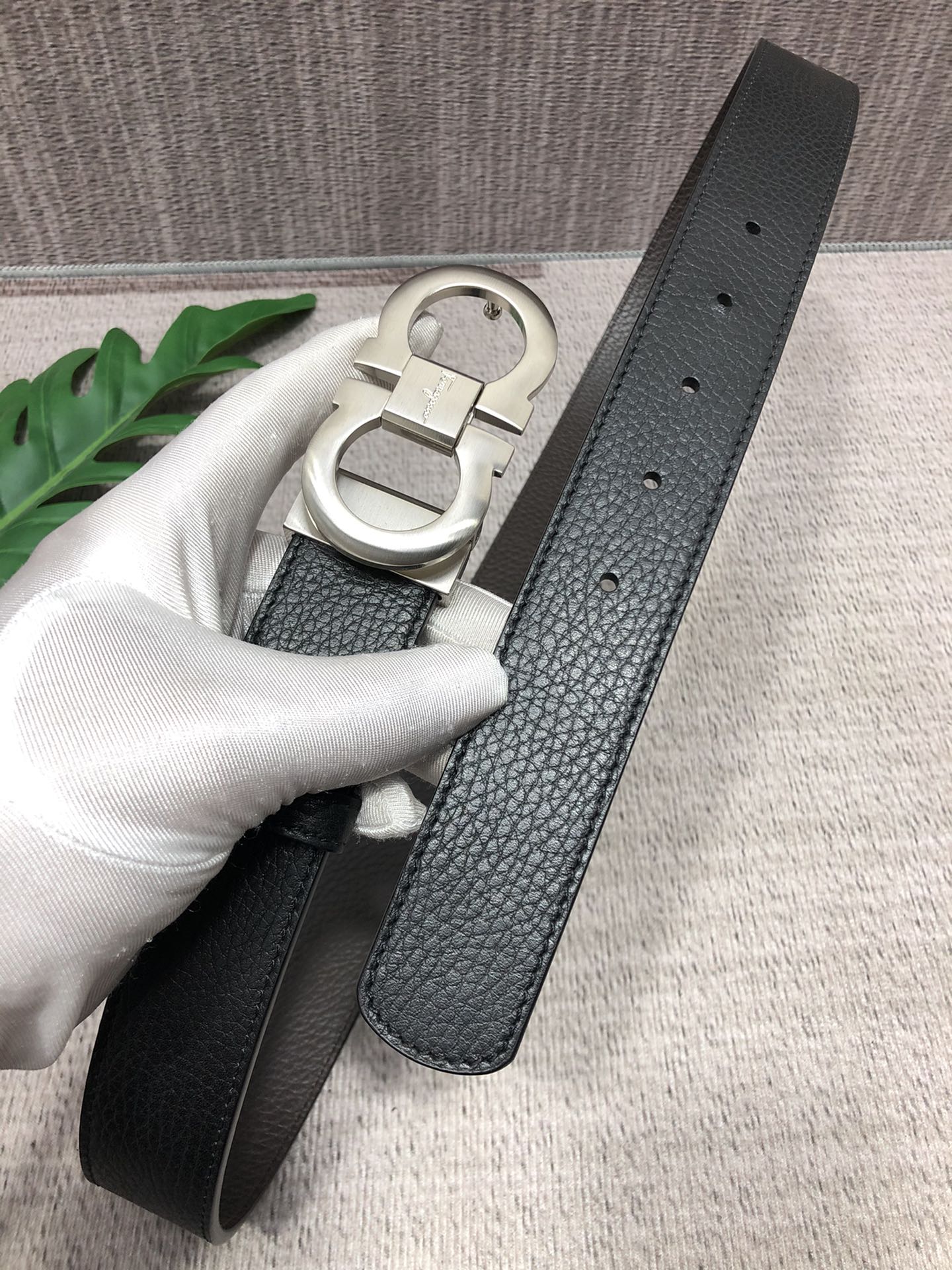 配全套包装礼盒菲拉格慕原单双面头层牛