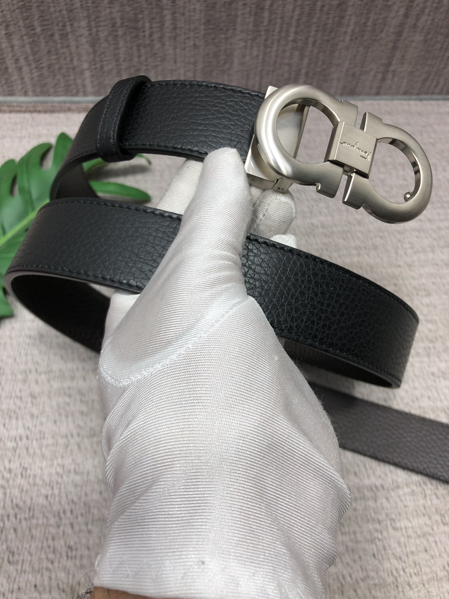 配全套包装礼盒菲拉格慕原单双面头层牛