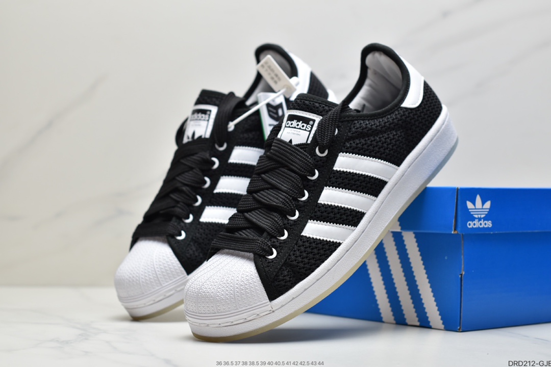 110 Adidas 阿迪达斯 Superstar 夜光底 丝绸鞋带贝壳头运动休闲运动板鞋 S82581