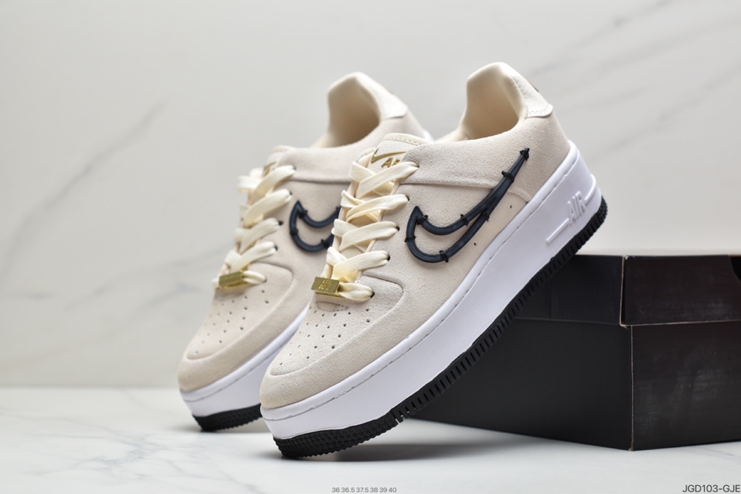 180  空军 淡奶油色 白黑色 Nike Air Force 1 Sage Low 鼠尾草低帮 CI3482-200