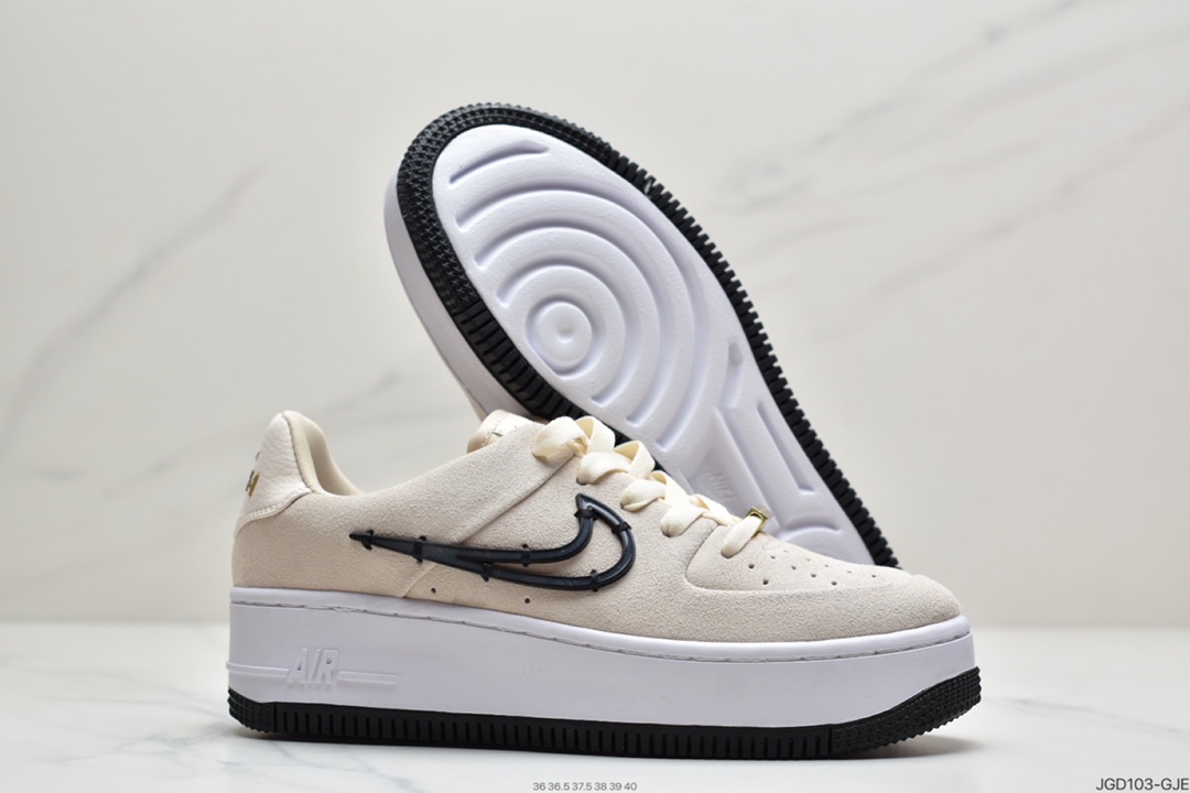 180  空军 淡奶油色 白黑色 Nike Air Force 1 Sage Low 鼠尾草低帮 CI3482-200