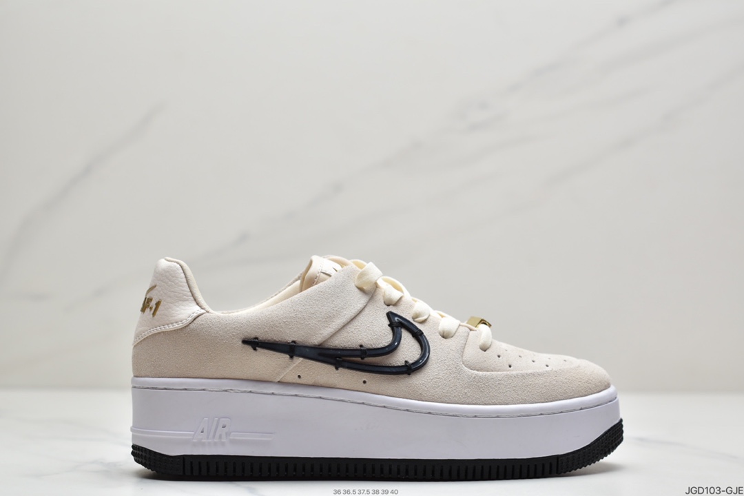 180  空军 淡奶油色 白黑色 Nike Air Force 1 Sage Low 鼠尾草低帮 CI3482-200