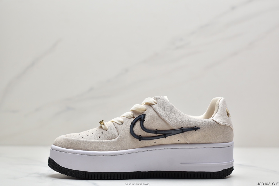 180  空军 淡奶油色 白黑色 Nike Air Force 1 Sage Low 鼠尾草低帮 CI3482-200