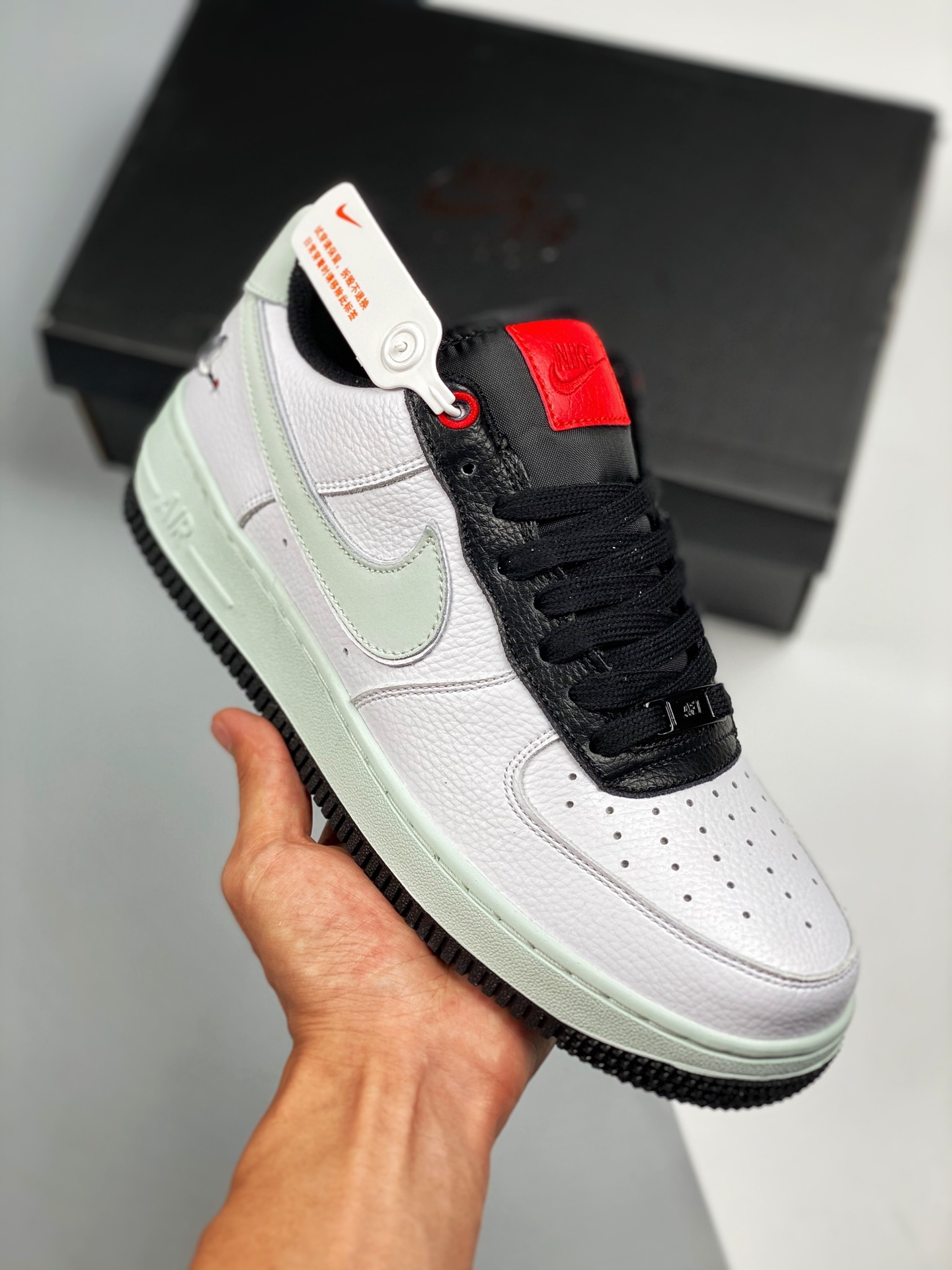 Nike Air Force 1 blanco y cigüeña, horma y cartón originales, estilo auténtico de Air Force, enfocado en canales de com…