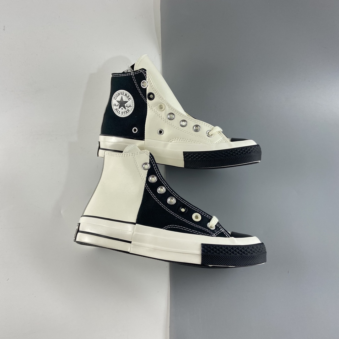 P140 Converse Restructured Chuck 1970 High“White”高帮硫化休闲运动板鞋“拼接双鞋黑白”168623C