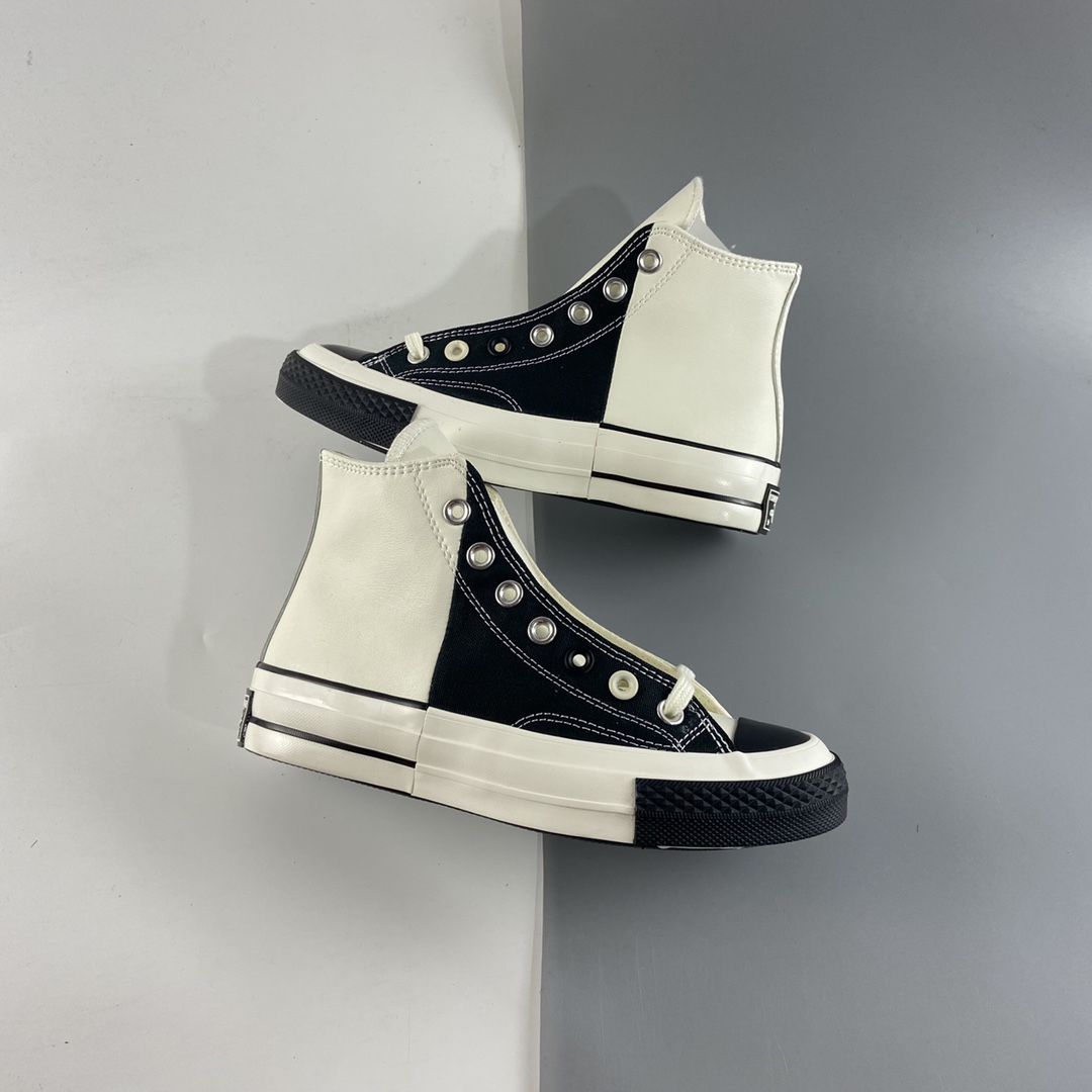 P140 Converse Restructured Chuck 1970 High“White”高帮硫化休闲运动板鞋“拼接双鞋黑白”168623C