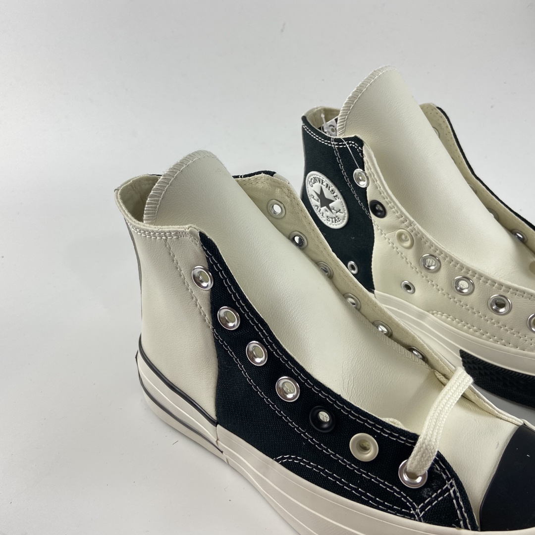P140 Converse Restructured Chuck 1970 High“White”高帮硫化休闲运动板鞋“拼接双鞋黑白”168623C