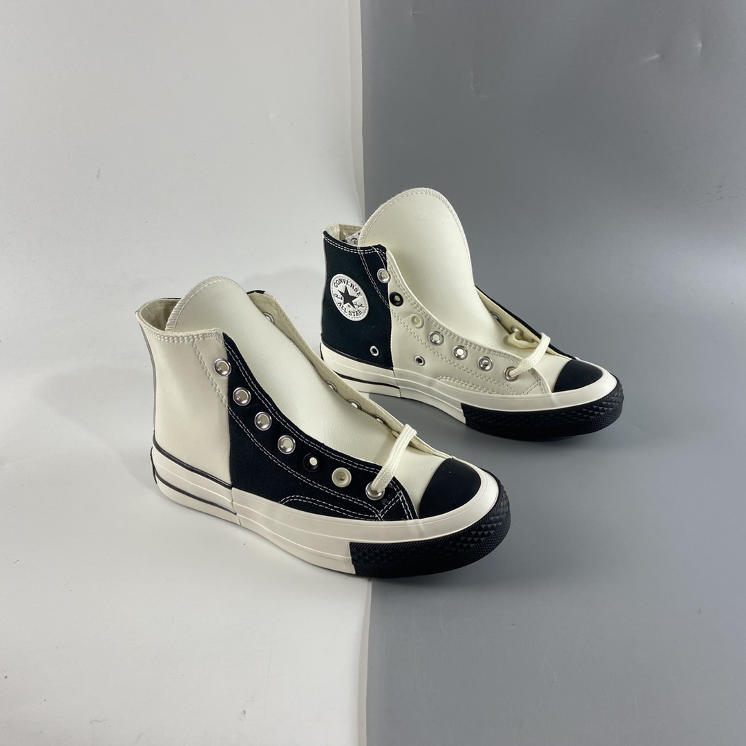 P140 Converse Restructured Chuck 1970 High“White”高帮硫化休闲运动板鞋“拼接双鞋黑白”168623C