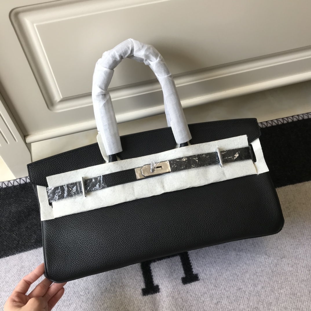 Hermes Birkin Bolsos de mano Negro Acero completo Cuero de vaca