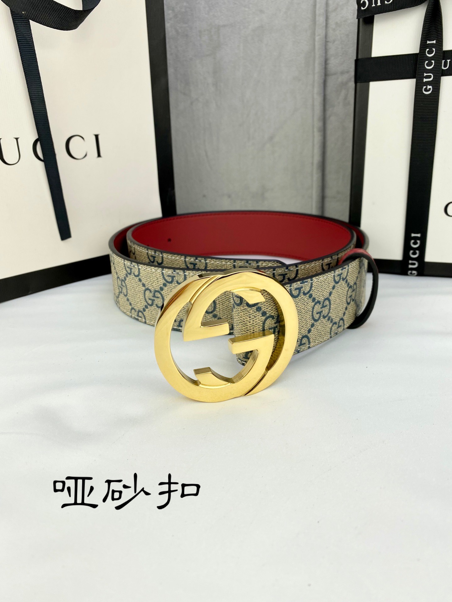 宽度4.0cmgucci双面腰带一侧