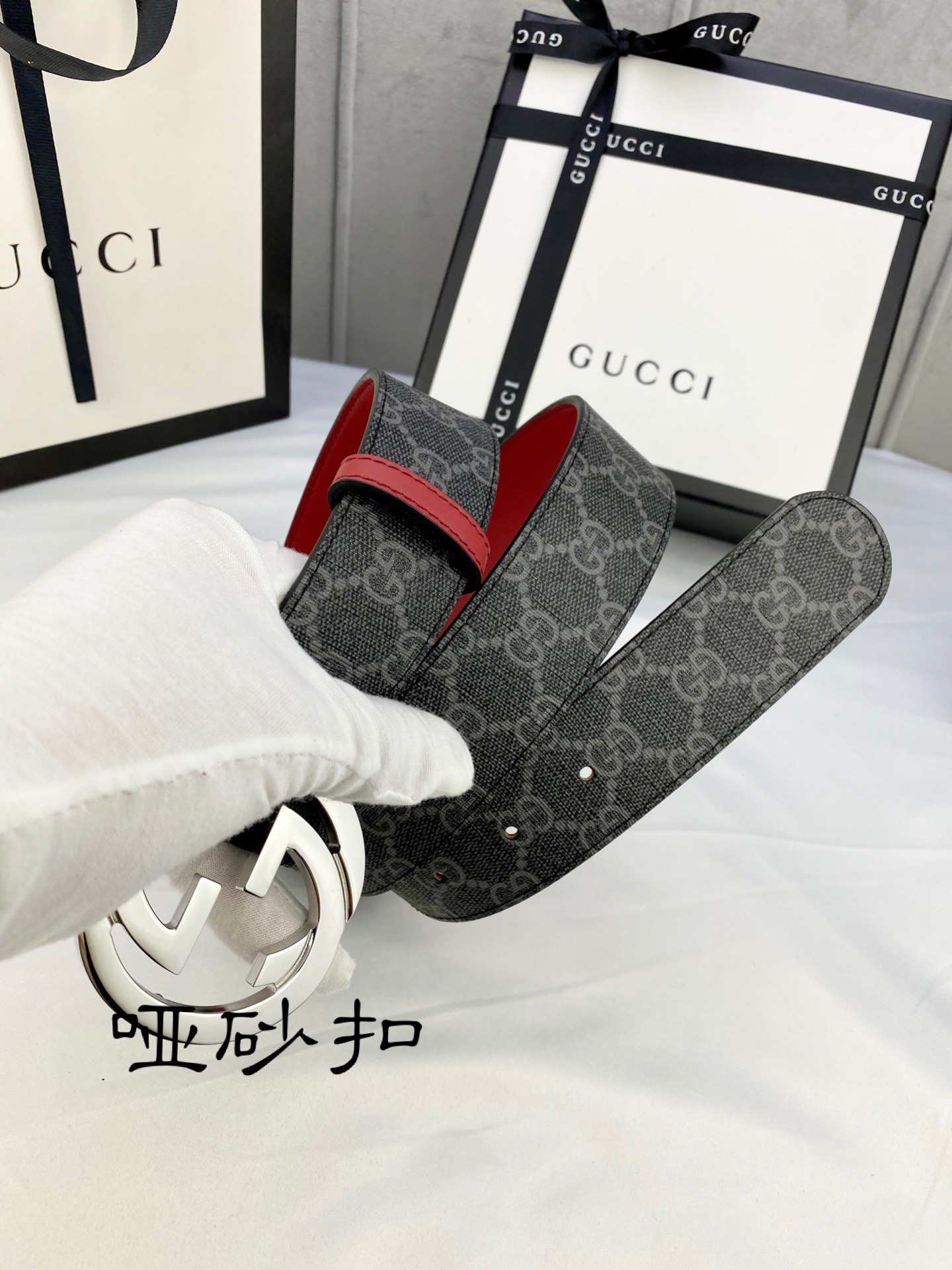 宽度4.0cmgucci双面腰带一侧
