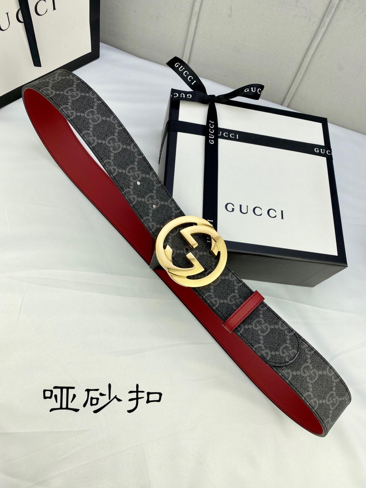 宽度4.0cmgucci双面腰带一侧