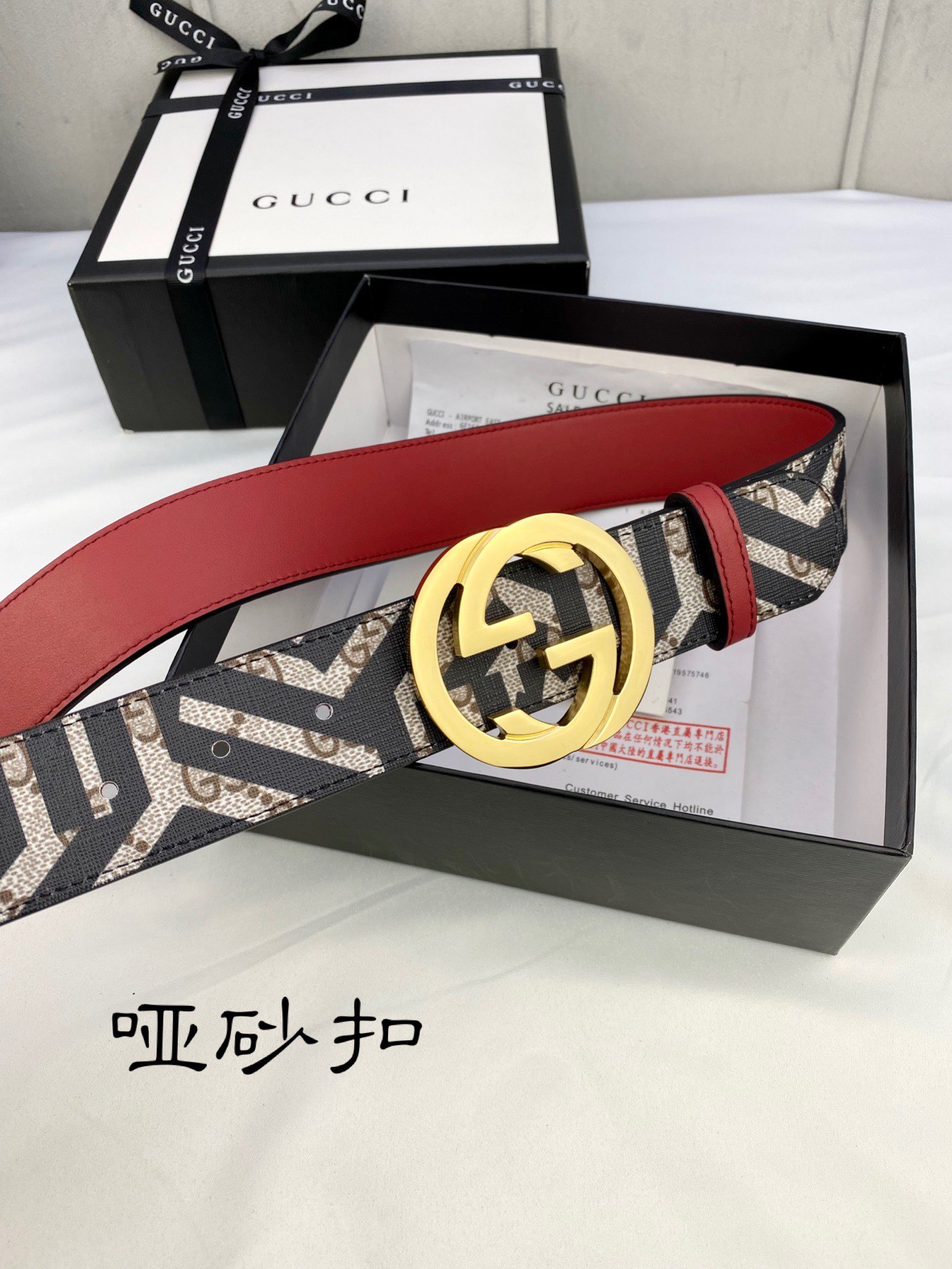 宽度4.0cmgucci双面腰带一侧