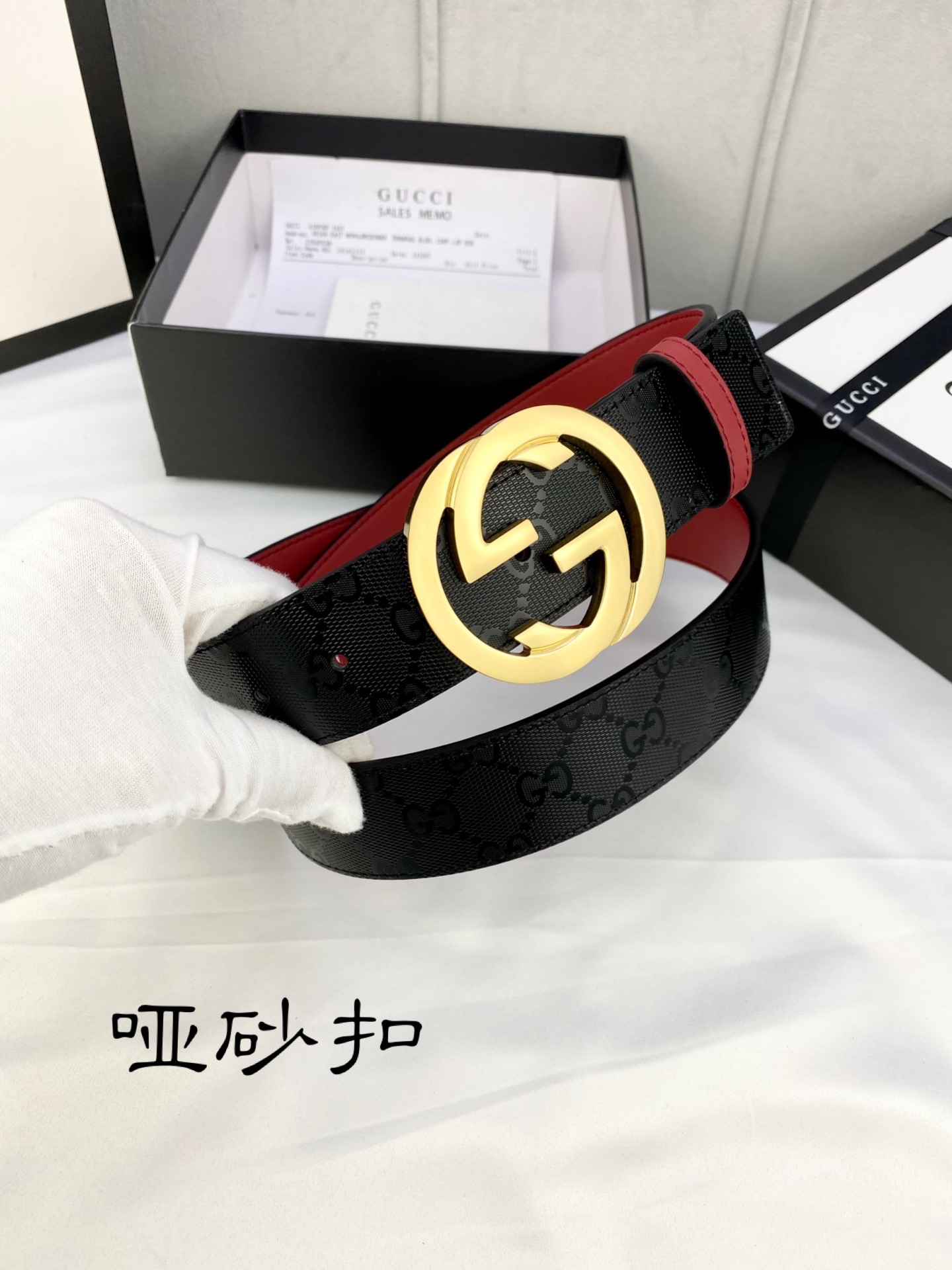 宽度4.0cmgucci双面腰带一侧