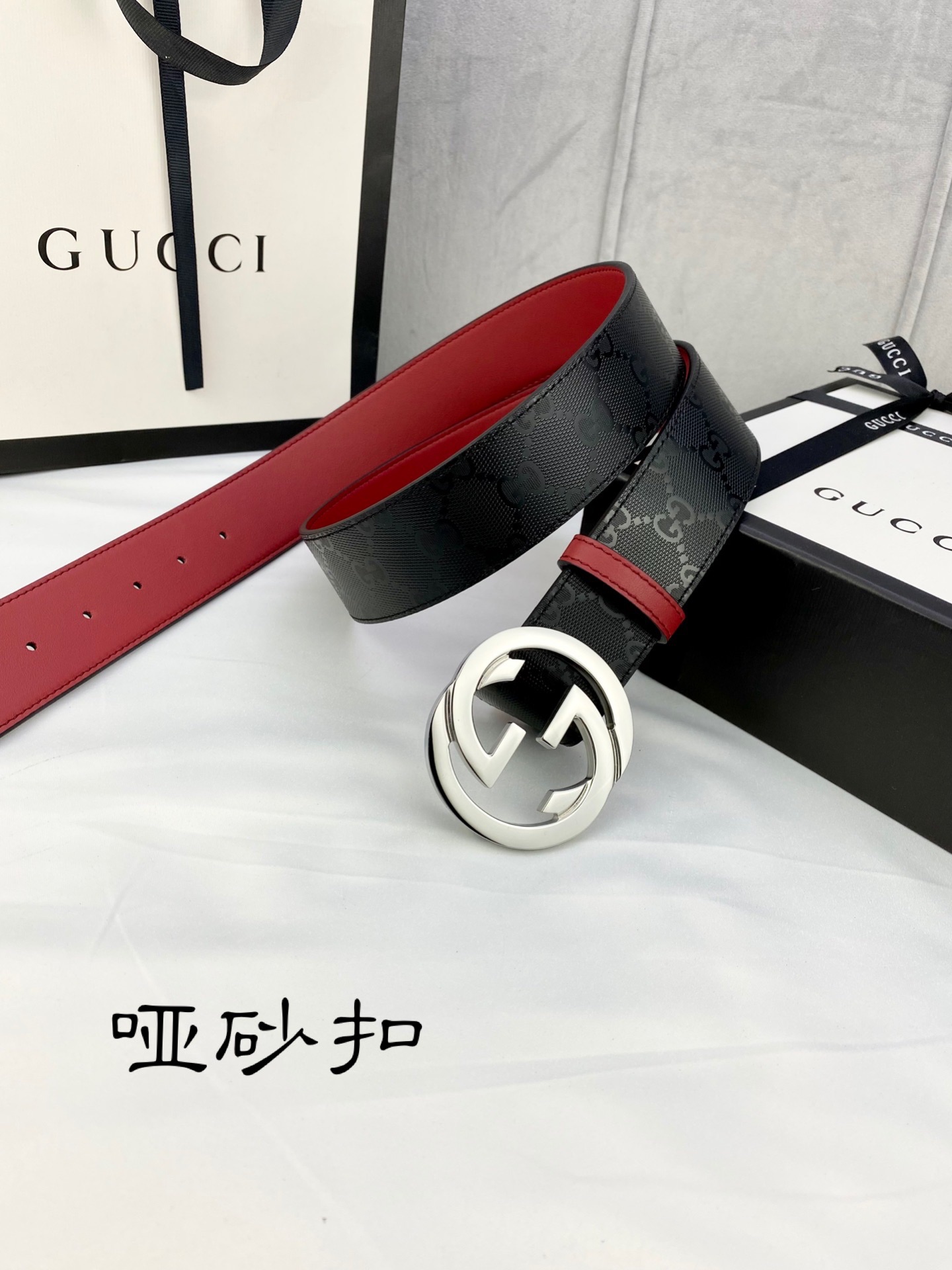 宽度4.0cmgucci双面腰带一侧