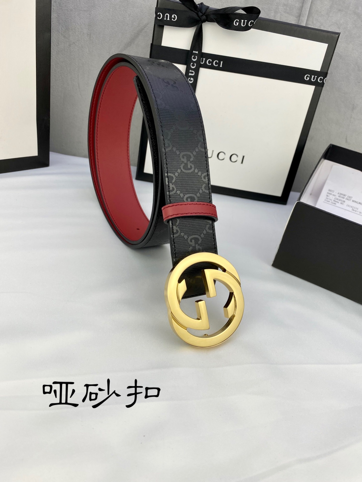 宽度4.0cmgucci双面腰带一侧