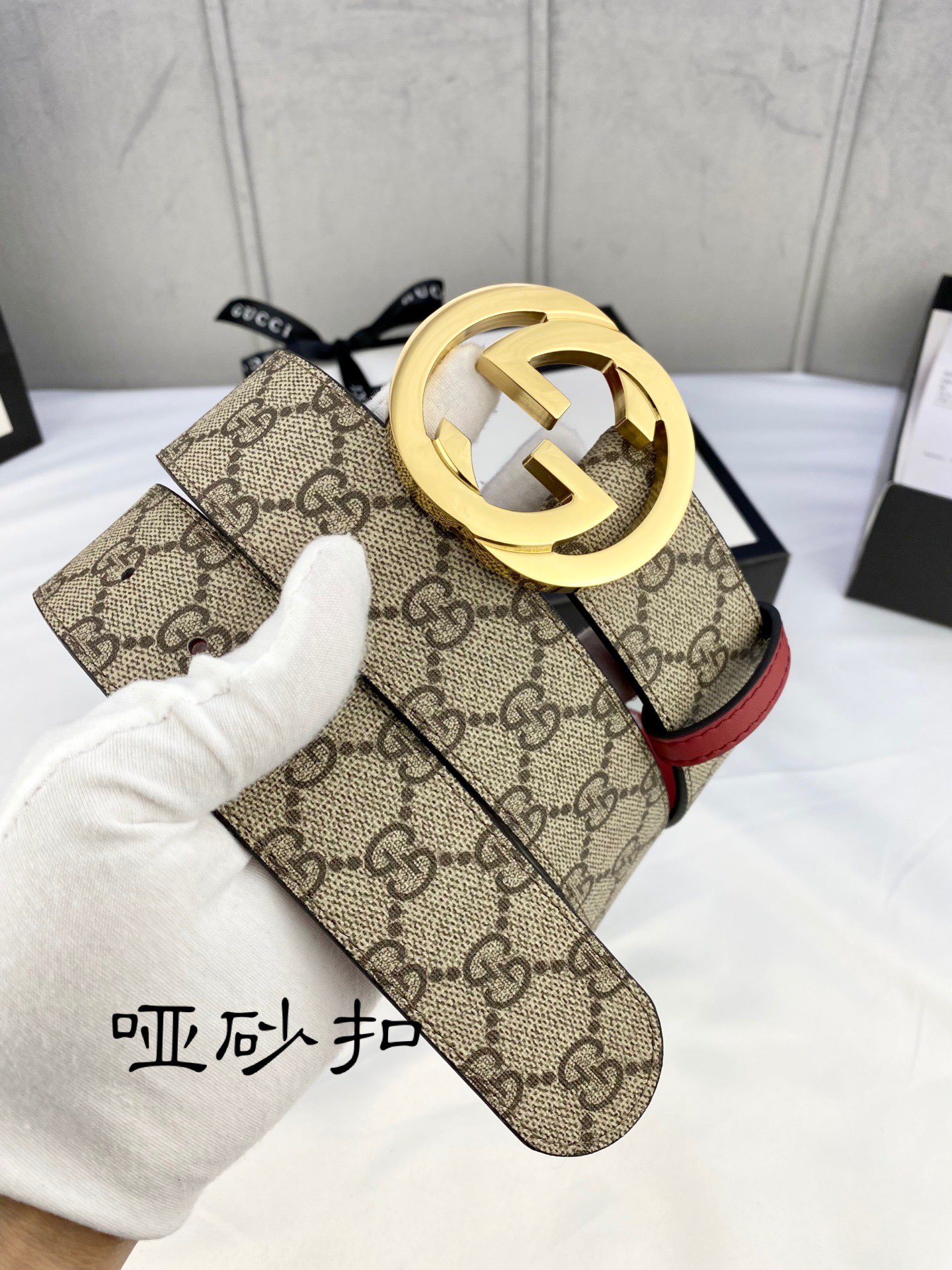 宽度4.0cmgucci双面腰带一侧