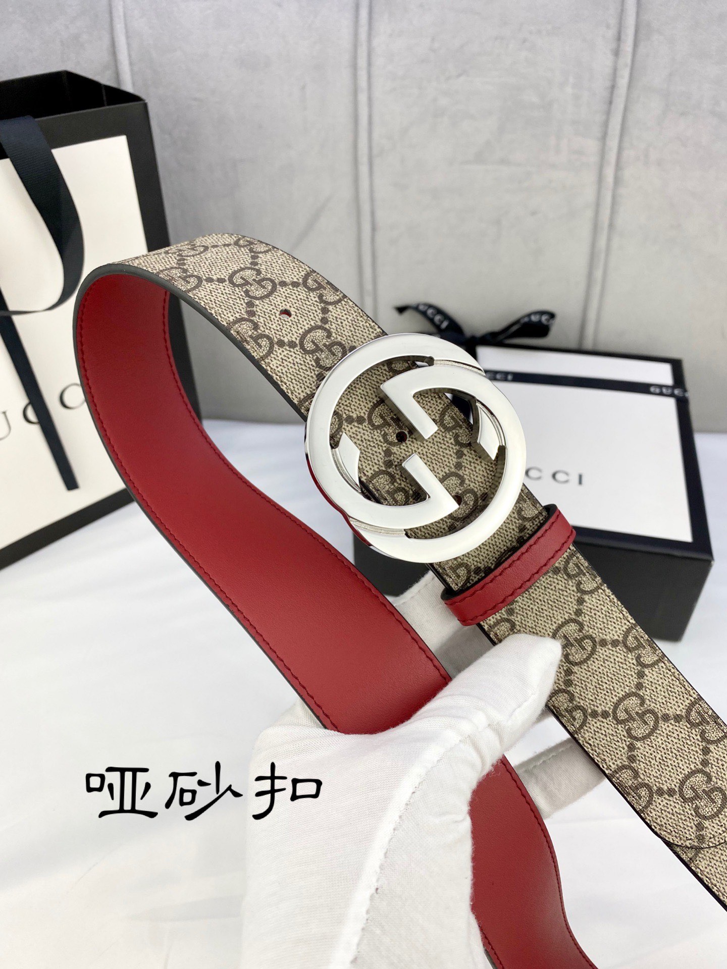 宽度4.0cmgucci双面腰带一侧