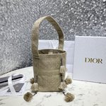 Dior Bucket Bags Embroidery Straw Woven Fashion