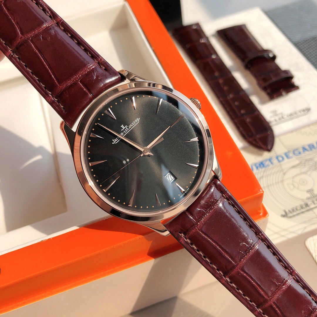 Jaeger-LeCoultre Ultra-Thin Master Series, equipado con correa de piel de cocodrilo y piel de vacuno, diámetr…