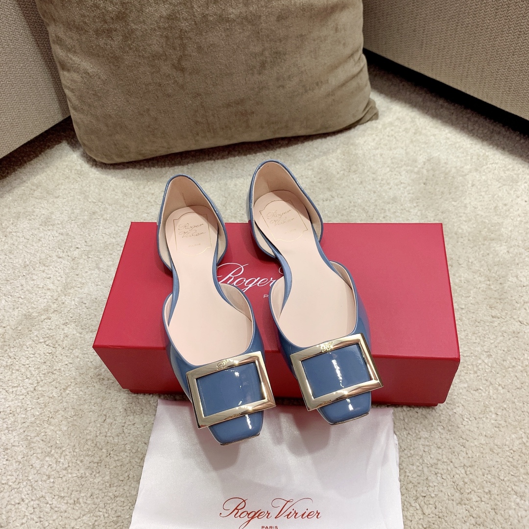 Roger Vivier Belle чарапахівы зашпілька квадратны абцас жаночыя туфлі круглая форма індывідуальны выраб шаленства гэтыя RV
